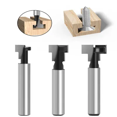 £5.14 • Buy 3Pcs T-Slot Keyhole Router Bits Set For Handle Tool Shank T-Track Slotting Wood 