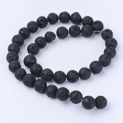 Natural Black Lava Beads Loose Beads Round 6mm • £2.45