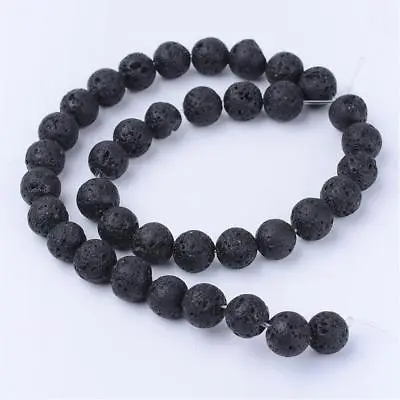 Natural Black Lava Beads Loose Beads Round 8mm • £3.65