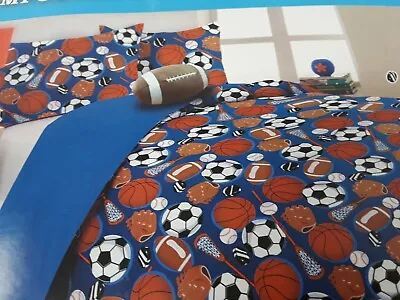 All Star Sports Kids Twin Size Bedding Comforter Set For Boy Football Basketball • $179.95