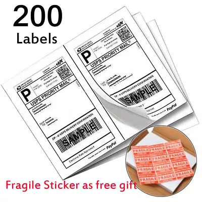 200 Premium 8.5x5.5 Half Sheet Shipping Blank Labels Self Adhesive 2 Per Sheet  • $13.41