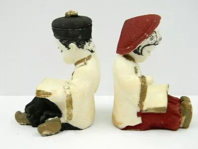 Vintage Bookends Handpainted Oriental Chinese Ceramic Distressed • $22.95