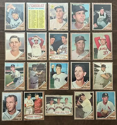 Vintage 20 Card Lot Of 1962 Topps Baseball Cards-good Condition-been In Sleeves • $6.50