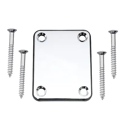 Musiclily Chrome 4 Hole Metal Neck Mounting Plate For Fender Style Guitar Bass • $23.09