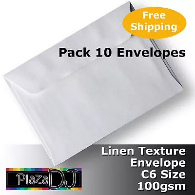 10 X Envelopes C6 Size LINEN TEXTURE White 100gsm Peel N Seal #H6071P #CCDD • $10.45