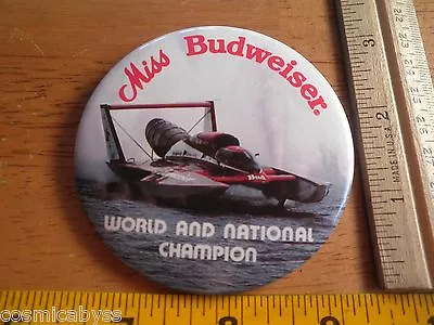 1980s Power Boat Racing Button Miss Budweiser Thunderboats World Champion • $10