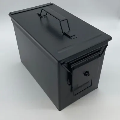 Fat 50 Cal Ammo Box New Lockable Black Military Spec Metal UK Made! • £32.95