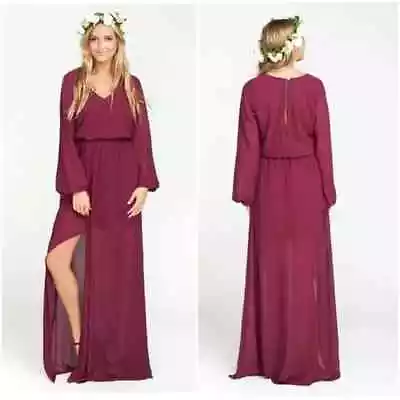 Show Me Your MuMu Jocelyn Chiffon Bridesmaids Maxi Dress In Merlot Sise S NWT • $20