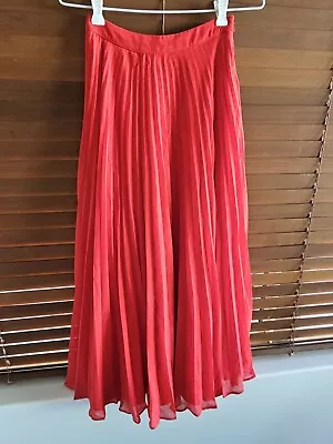 KOOKAI  Carlotta  Red Pleated Chiffon Midi Skirt - Size 34- RRP $180 • $65