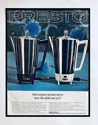 Vtg Presto Chrome Coffee Pot Print Ad 1963 10x13.5 In Mid Century Kitchen Decor • $8.95