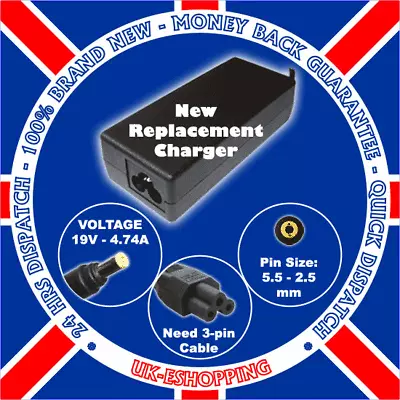 £9.89 • Buy 19v 4.74a Acer Aspire Pa-1900-05-qa Ac Adapter Charger