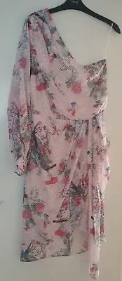 New LIPSY ABBEY CLANCY SIZE 12 Alyssa Drape FLORAL Bird Print DRESS RRP £70  • £29.99