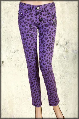 Iron Fist Jungle Fever Leopard Animal Print Womens Skinny Jeans Purple $100 NEW • $29.99