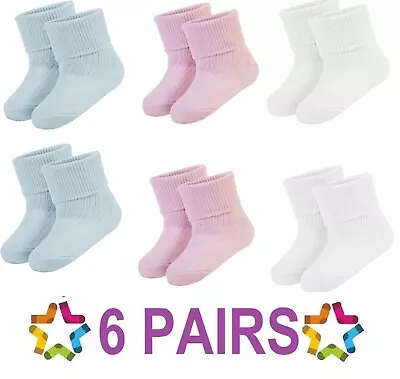 6 PAIRS Of Premature Tiny BABY Socks Size 000 Pink Blue White Newborn Preemie • £7.99