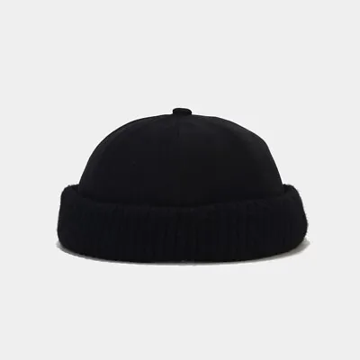 Men Skullcap Sailor Hat Beanie Rolled Knit Cuff Hat Short Fisherman Brimless Cap • $15.99