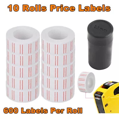 10Rolls 6000Pcs Price Labels Gun Paper Tags Stickers White Red Line For MX 5500 • $8.69