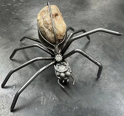 Scrap Metal Spider Sculpture Salvaged Steel Abstract Welding Art • $49.99