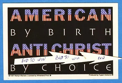 MARILYN MANSON AMERICAN ANTI CHRIST  Vinyl Sticker 1997 Yujean Very COOL • $12