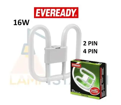 £5.29 • Buy EVEREADY 16W White 3500K 2D 2 Pin 4 Pin Compact Fluorescent Energy Saving Bulb