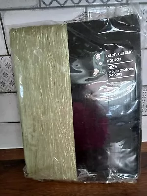 New Beautiful Green Crushed Eyelet Taffeta Curtains. 44 X 90 Inch Length.  • £39.99