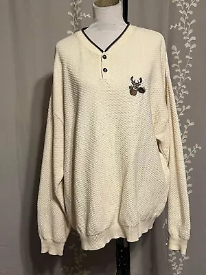 Vintage David Taylor Deer Sweater Pullover Cream Oversized XL USA MADE • $19.95