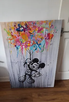 LARGE Canvas Picture Mickey Mouse Graffiti Art Ready To Hang • £54.99