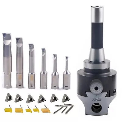 New R8 3inch Boring Head Set With 6 Indexable Boring Bar And 6 Carbide Inserts • $199.99