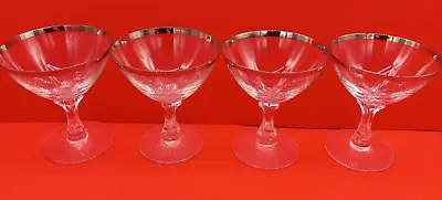 4 Vintage Fostoria Cocktail Sherbet Martini Glass Platinum Rim Unused • $28.99