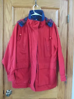 Vintage Pacific Trail Red Zip/Snap Up Removable Hood Coat Women's Size XL • $24.99