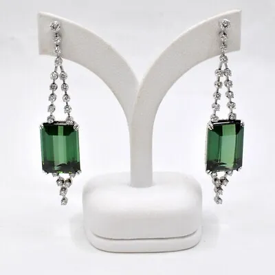 H. Stern Earrings 18k White Gold Magnificent Green Tourmalines And Diamonds.  • $5980