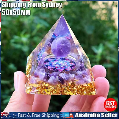 Amethyst Crystal Sphere Orgonite Pyramid & Obsidians Chakra Energy Orgone Stone • $6.79