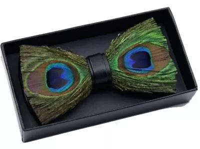 £9.99 • Buy MENS BOYS PRE-TIED FEATHER BOW TIE CLIP PEACOCK Gift Box