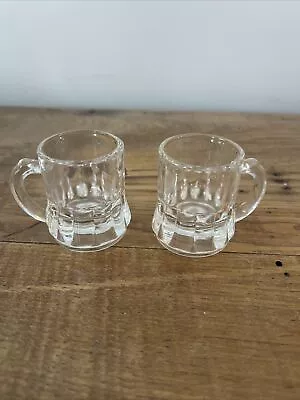 2 Mini Beer Mug Shot Glasses - Clear - Federal Glass Co.  Vintage 1970's • $10.50