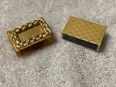 Brushed GOLD CHAIN Mid Century MATCHBOX SAFE HOLDER CASE WITH MATCH BOX • $14.99