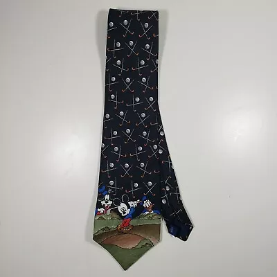 Disney Mickey Unlimited Golf Neck Tie Mickey Goofy Donald Duck Black • $4.35