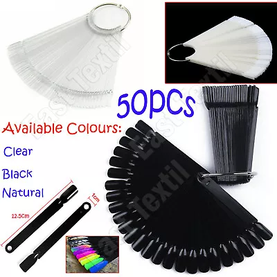 50x Nail Swatches False Display Nail Art Fan Wheel Polish Practice Pop Tip Stick • £3.79