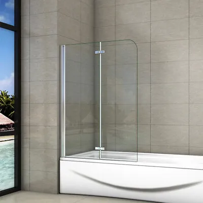 £77 • Buy 900X1400mm Hinge 180?2 Fold Bath Shower Screen 6mm Tempered Glass Over Bath V6