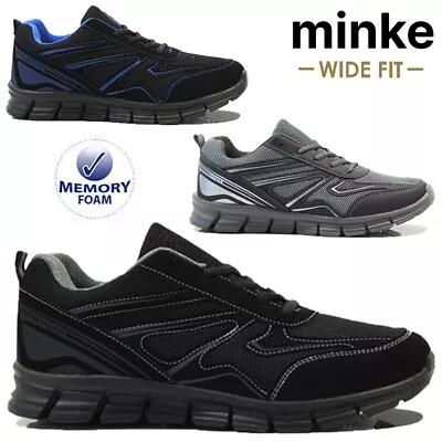 Mens Casual Trainers Memory Foam Wide Fit Walking Running Sports Gym  Shoes Size • £14.95