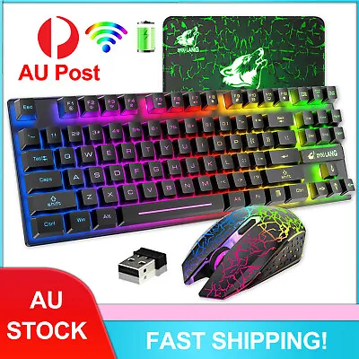 $47.89 • Buy Wireless Gaming Keyboard And Mouse&Mat Combo Rainbow LED Backlit Rechargeable PC