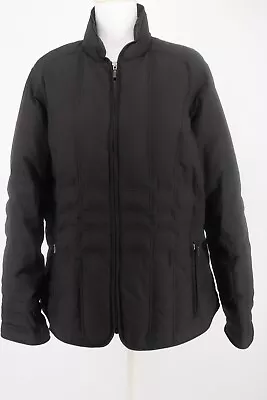 Eddie Bauer Goose Down Jacket Women Plus Size 2X Black Quilted Full Zip 75% Down • $45.99