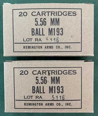 Remington Arms  5.56mm  M193 Ball Early  Vietnam New Replica 20 Round Ammo Boxes • $8