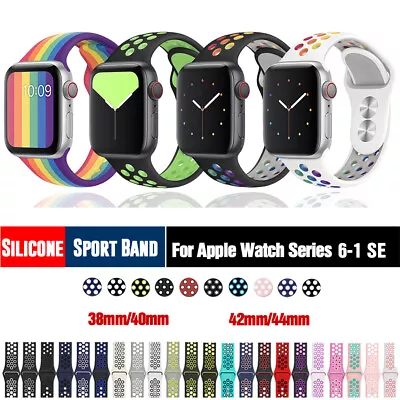 $9.99 • Buy Durable Soft Silicone Sport Band For Apple Watch Series 6 5 4 3 2 SE 38/40/42MM