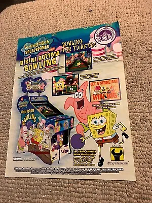 Original 11- 8.5'' Sponge  Bob Bikini Bottom Bowling Arcade Game FLYER • $5.49