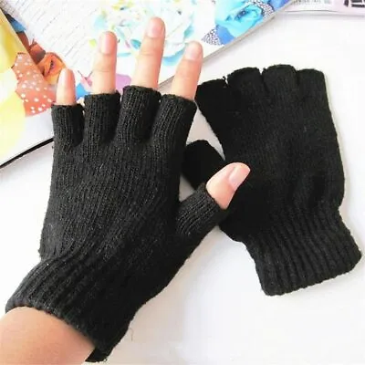 £2.99 • Buy Ladies Fingerless Gloves Touch Screen.  Knitted Warm Winter Mitten