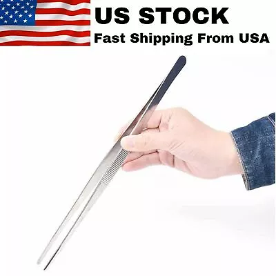 Tweezer Stainless Steel Cooking Tongs Steak Clamp Food Grill BBQ Kitchen Tool US • $6.99