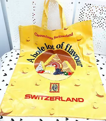 Vintage Switzerland Cheese Tote Shopper Bag  PVC Oil Cloth 20.5  X 15.5 - VGC • £16
