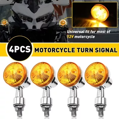 4X Mini Motorcycle Turn Signals Blinker Light Indicator Amber Lamp Universal Set • $15.99