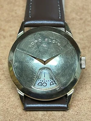 Lord Elgin Chevron Jump Hour Direct Read Vintage 1950's Mens Watch....31mm • $395