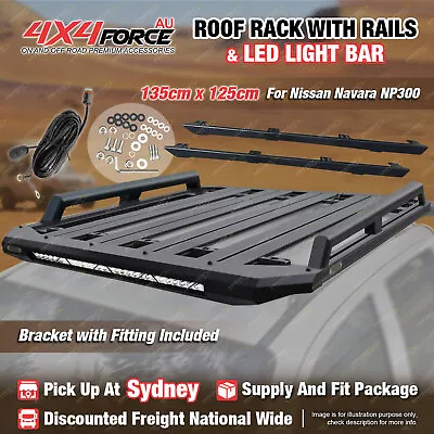 135x125 Roof Rack Flat Platform W/ Light Bar & Rail For Nissan Navara NP300 SYD • $885