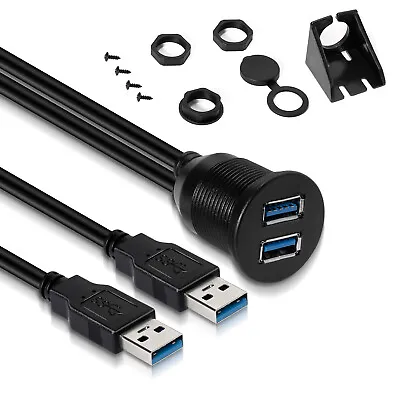 $13.98 • Buy USB 3.0 Male To Female AUX Flush Panel Mount Extension Cable For Car Truck Boat